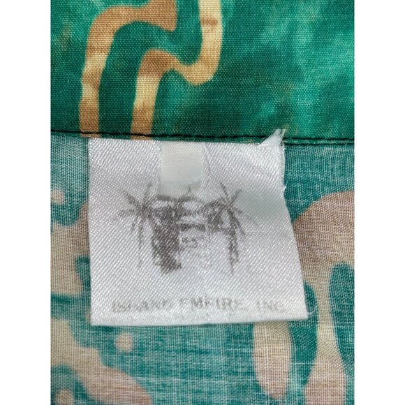 Vintage Hawaiian Dolphin Shirt Green & Beige Mens M Camp Resort - Picture 3 of 9